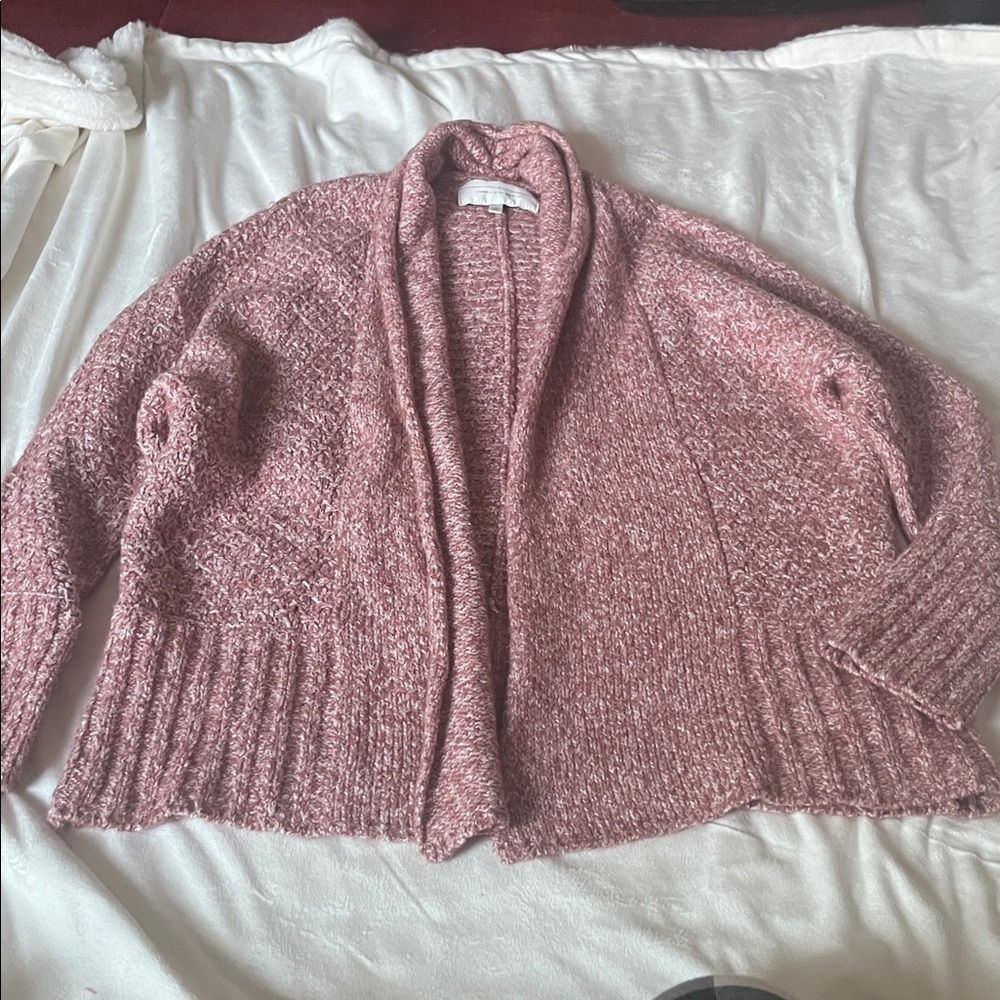 Anthropologie Cardigan Angel of the North Chaucer Pink Open Front Cardigan - Picture 4 of 10